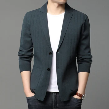 2023 Nov Slog Priložnostne Znamke Moda Slim Fit Trak Klasično Obleko Moških, Pletene Cardigan Suknjič Korejski Jopič Plašči Moške Obleke