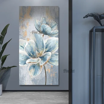Brez Okvirja Big Blue Flower Povzetek Platno, Slikarsko Oblikovanje Restavracija Wall Art Okras Kakovosti Umetnine Doma Dekor Dropshipping
