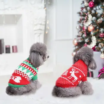 Božič Dog Pulover Mehko Udobno Pet Lahek Pulover Topla Oblačila Srčkan Božični Kostum Pes Zimski Plašč Smešno