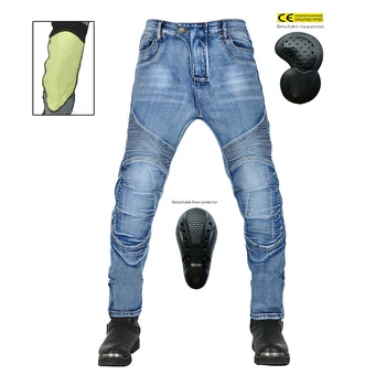 Moške Motokros Kavboj Odporne na Obrabo Moto Hlače Jeans za Preprečevanje padcev, Motoristična Oprema, motorno kolo, Hlače Z Zaščito