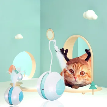 Interaktivni Mačka Žogo Igrače z Ptica Zvoka,Led Luči,Samodejno 360° Valjanje,USB, Polnjenje,Robotske Mačka Gibljejo Igrače za Notranje Mačke
