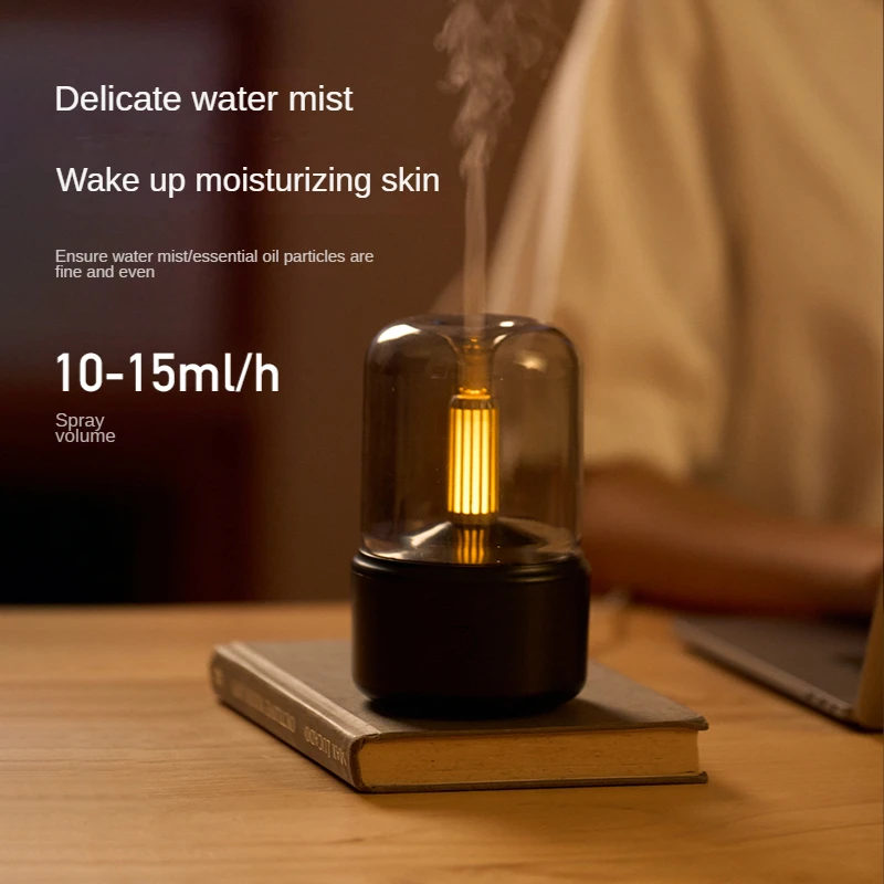 Novo v soju Sveč Vlažilnik Zraka Aroma Difuzor Prenosni Kul Megle Maker 120ml Električni USB Fogger 8-12 Ur z LED Nočna Lučka