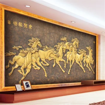 beibehang ozadje po Meri 3d zidana konja, da uspeh osem konj, dnevna soba, TV ozadju stene papirjev doma dekor 3d ozadje