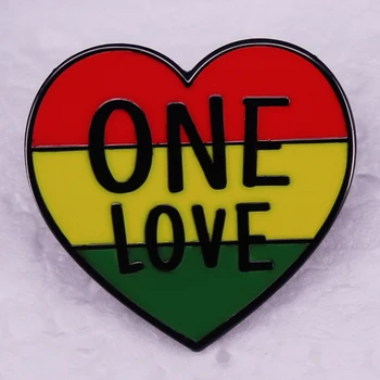 Eno Srce Ljubezni, emajl pin Bobi Marley Zgleduje značko Darila Reggae glasbe nakit