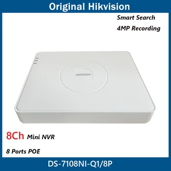 Hikvision 8Ch NVR 1 Mini Sata 8 PoE vmesniki Omrežja, Video Snemalnik 8 Kanal 4MP Ločljivost H. 265+ HDMI/VGA 60Mbps DS-7108NI-Q1/8P