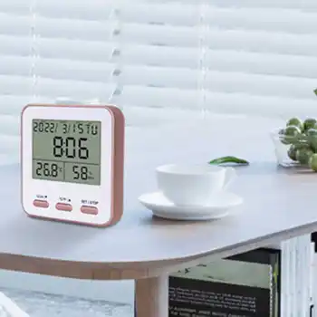 Digitalni Termometer, Higrometer Ura Funkcija Velik Zaslon Temperatura Vlažnost Metrov z Nočna Lučka