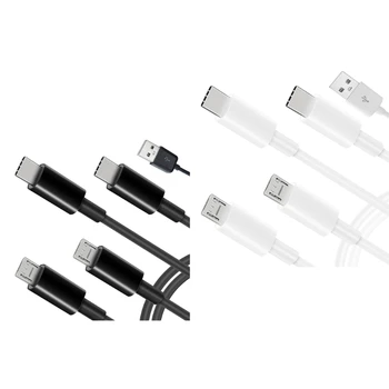 4-Način USB Kabel za Polnjenje, Prenosni 1 v 4 Multi-port Polnjenje Kabel USB na 2x Tip-C+2x Mikro Moč Razširitev Žice Line