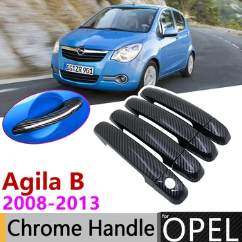Črna Ogljikovih Vlaken Vrat Ročaj Kritje za Opel Agila B Vauxhall 2008~2014 2011 2012 2013 Pribor Nalepke Trim Nastavite google Chrome