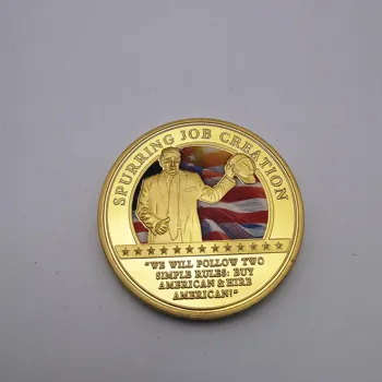 Hranite Ameriki Velik Znova Zlatih Kovancev 2020 DONALD J. ADUT Spodbujanje Ustvarjanja novih Delovnih mest pozlačeni Kovanec, Pisane Zastave Kovin