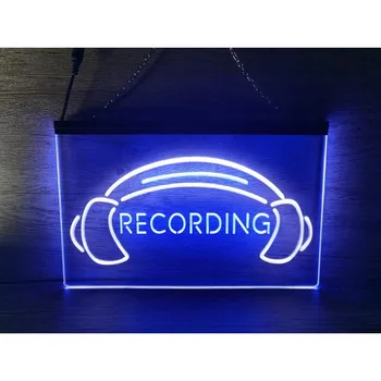  Snemanje Slušalke Na Air Studio Dual Barvni LED Neon Znak