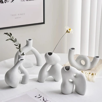 Abstraktna Umetnost Keramične Bela Vaza Nordijska Minimalistično Dekoracijo Dnevna Soba Dekoracijo Doma Vaza