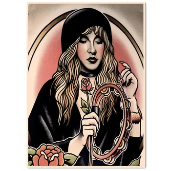 Rose lady. Tatoo Umetniške Slike Letnik Horror Film Plakatov in Fotografij Steni Visi Slikarstvo, Spalnica, Dnevna Soba Dekor Zidana