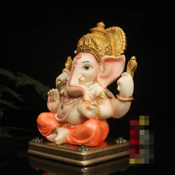 Nepal Ročno Poslikane Vdelan Draguljev Srečni Slon Trunk Bog Bogastva, Kip Tajska Indija Avto Ganesha