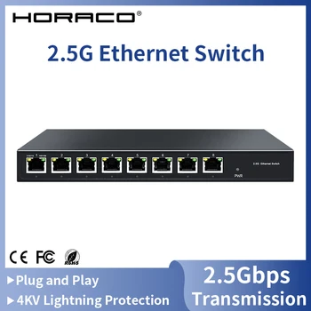HORACO 2.5 G Ethernet Stikalo 2.5 GBASE-T 8 Vrata 5 Vrat RJ45 Fanless Plug and Play mrežno Stikalo Namizje 80 G Preklapljanje Zmogljivosti