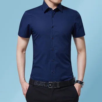 2023 Nove Poletne Moške Srajce korejski Moda Kratek Sleeve Majica Mens Priložnostne Poslovnih Slim Fit Gubam Odporne Moških Oblačil