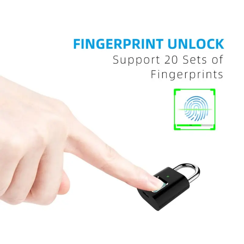 Polnilna Zaklepanje Vrat prstni odtis Smart Ključavnico brez ključa USB Hitro Smart Biometričnih Prstnih odtisov, Vrati, Ključavnico