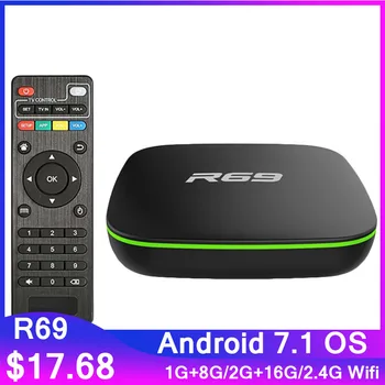 Original R69 Smart TV Box Android 7.1 Allwinner H3 Core Quad 2.4 G Wifi 1GB, 8GB Set Top Box 16GB 2GB 4K 1080P HD TVBOX PK X96 MAX