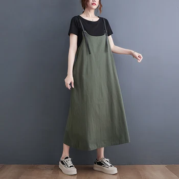2023 brez Rokavov Japonski Slog College Chic Dekle Špageti Trak Poletje Obleko Bombaž Perilo Mešanica Svoboden Ženske Priložnostne Obleko Midi