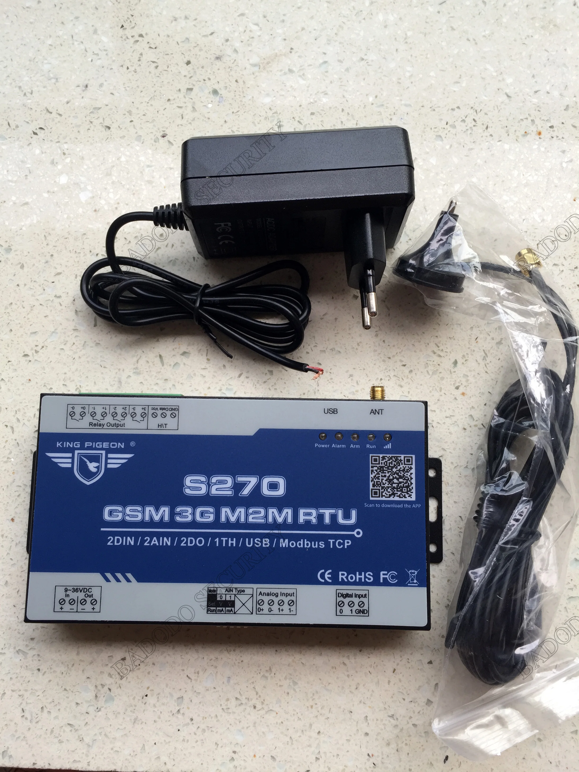 SMS M2M GPRS Data Logger S270 Remote Terminal Unit RTU z 2DI+2AI+2DO+1.+1USB GSM 4G Alarmni Sistem