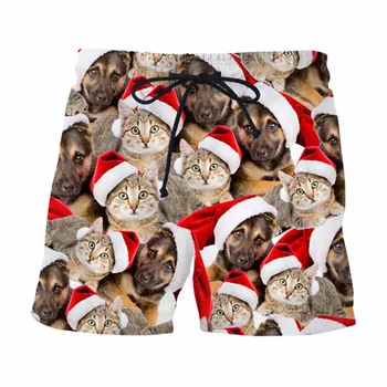 SOSHIRL Božič Kawaii Mačke Hlače Oranžna Cat/Pudelj Ulične Elastični Pas, Vrvico Fitnes Hlače Moški men Oblačila