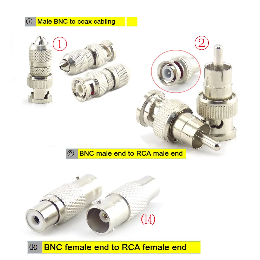 5pcs BNC Priključek RCA Ženski Moški Koaksialnih Kablov Adapter CCTV Kamere Varnostni Sistem Nadzora AV Video Kabel