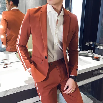 2020 Novi korejski Ramenski Trak za Moške SuitSpring Priložnostne Slim Fit Moške Obleke za Poroko Poslovnih Formalno Obleko Obleko v Kostum Homme