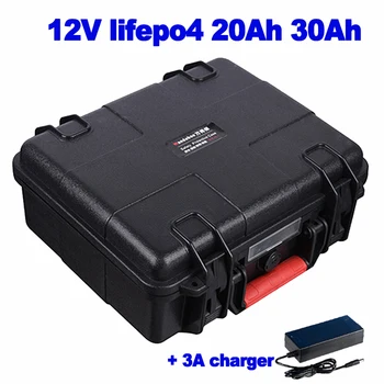 Kovček litij-železo fosfat 12.8 v 12v 20Ah 30Ah Lifepo4 baterije za ribe finder LED Lov lučka kosilnica ATV + 3A polnilnik