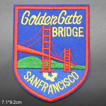 Sanfrancisco Rdeče Goldengate Most Železa na Polno Vezene Tkanine, Obliž Za Dekleta Fantje Oblačila, Nalepke za Oblačila Oblačilo