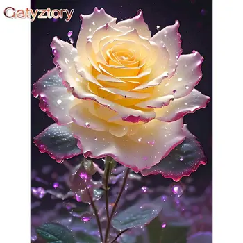 GATYZTORY Okvir Diy Barvanje Z Številkami Rose Cvetje Sklopi Risanje Na Platno Handpainted Akril Barva Za Številke Za Domačo Decors