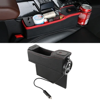 DERANFU Multi-funkcijo Avto kopilot Položaj Dvojno Polnjenje prek kabla USB Digitalni Prikaz Škatla za Shranjevanje Crevice Vode, Skodelico Imetnika (Black)