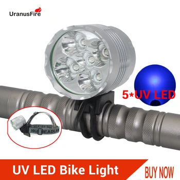 Visoke Lumnov UV Kolo LED Smerniki Nepremočljiva IPX5 Izposoja Kolesarske Prednja Luč, Svetilka 5*UV-LED-Bike Glavo Svetilka