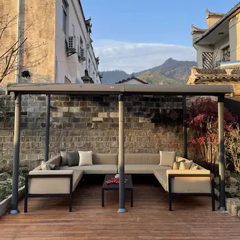 Po meri gazebo prostem dvorišče vile aluminij zlitine nadstrešek sodobne preprost novi Kitajski slog sonce soba, vrt open air