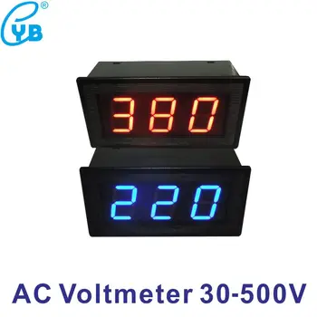 YB5130B LED Digitalni Voltmeter AC 220V 380V Dve žice, Napetost Volt Meter Plošči Merilnik AC Napetost Monitor Voltmetro 0.8