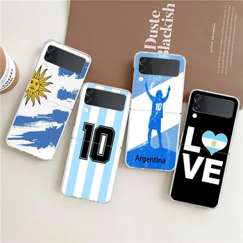 Argentina Zastavo Nogomet 10 Primeru Telefon Za Samsung Galaxy Ž Flip 3 4 5 G Trdo Zložljivo PC Lupini Za Samsung Z Flip3 Jasno, Zadnji Pokrovček